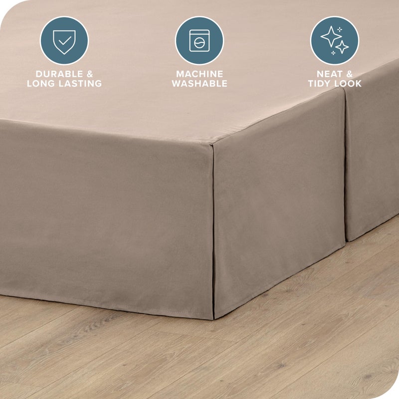 Bare Home Full Bed Skirt - 15-Inch Tailored Drop Easy Fit - Bed Skirt for Beds - Center & Corner Pleats (Full, Taupe) - Image 2